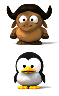 Unir imágenes desde la línea de comandos - Baby GNU y Baby Tux