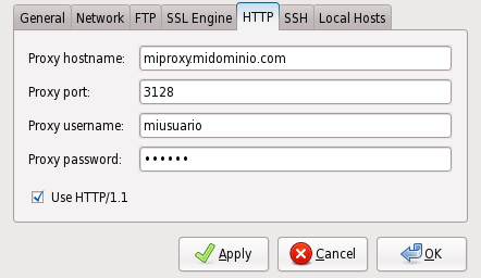 configuración gftp detrás de un proxy