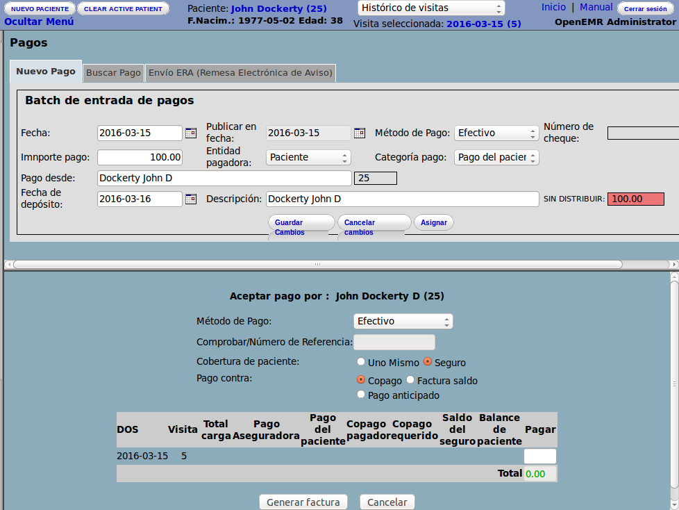 OpenEMR facturación