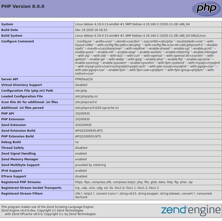 установка php 8 debian
