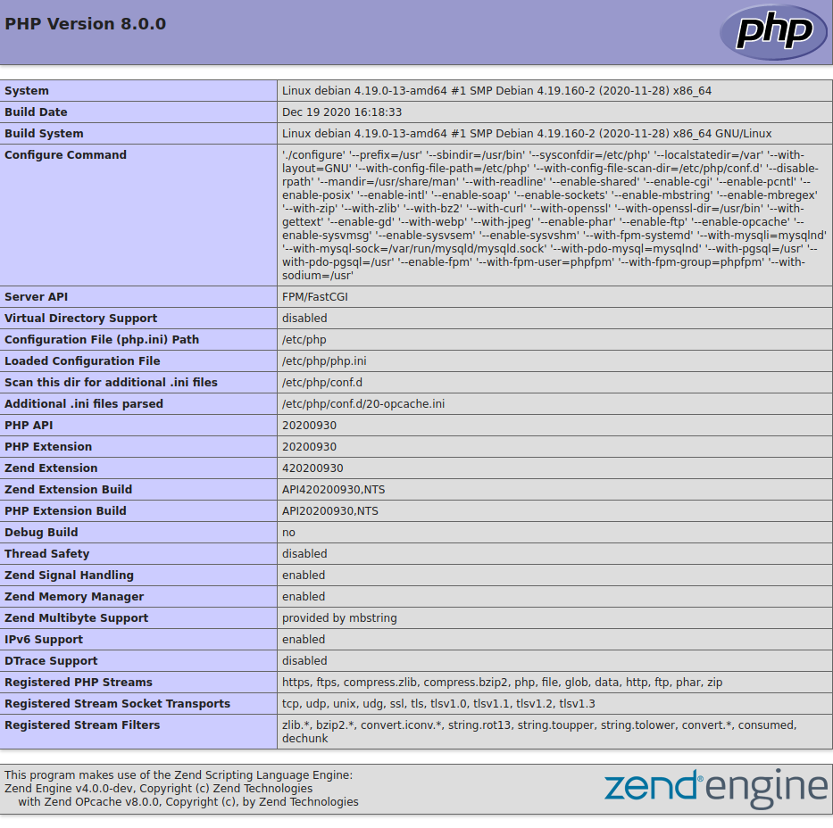 PHP 8.0.0 Info